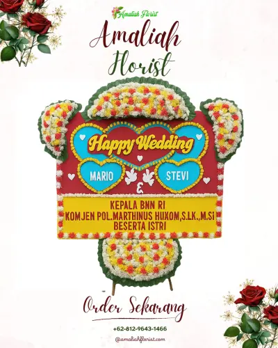 Karangan Papan Bunga Pernikahan di Seraya